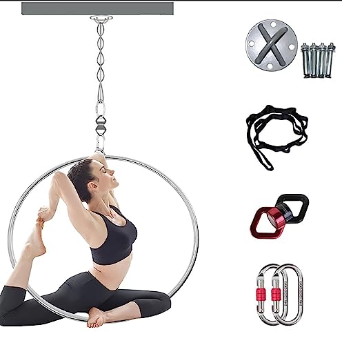 SRNSAEB Stainless Steel Single Point Yoga Aerial Equipment, 80 85 90 95 CM Circus Props for Circus Ring Dancing Studio Aerial Fitness, Load 350kg/770Lbs (Color : 32mm/1.3in, Size : Dia 85cm(33.5in))