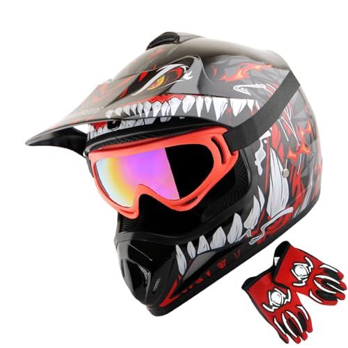 WOW Youth Kids Motocross BMX MX ATV Dirt Bike Dianosour Helmet Dragon Goggles Martian Youth Glove Bundle: HJOY MG Bundle product thumbnail 20