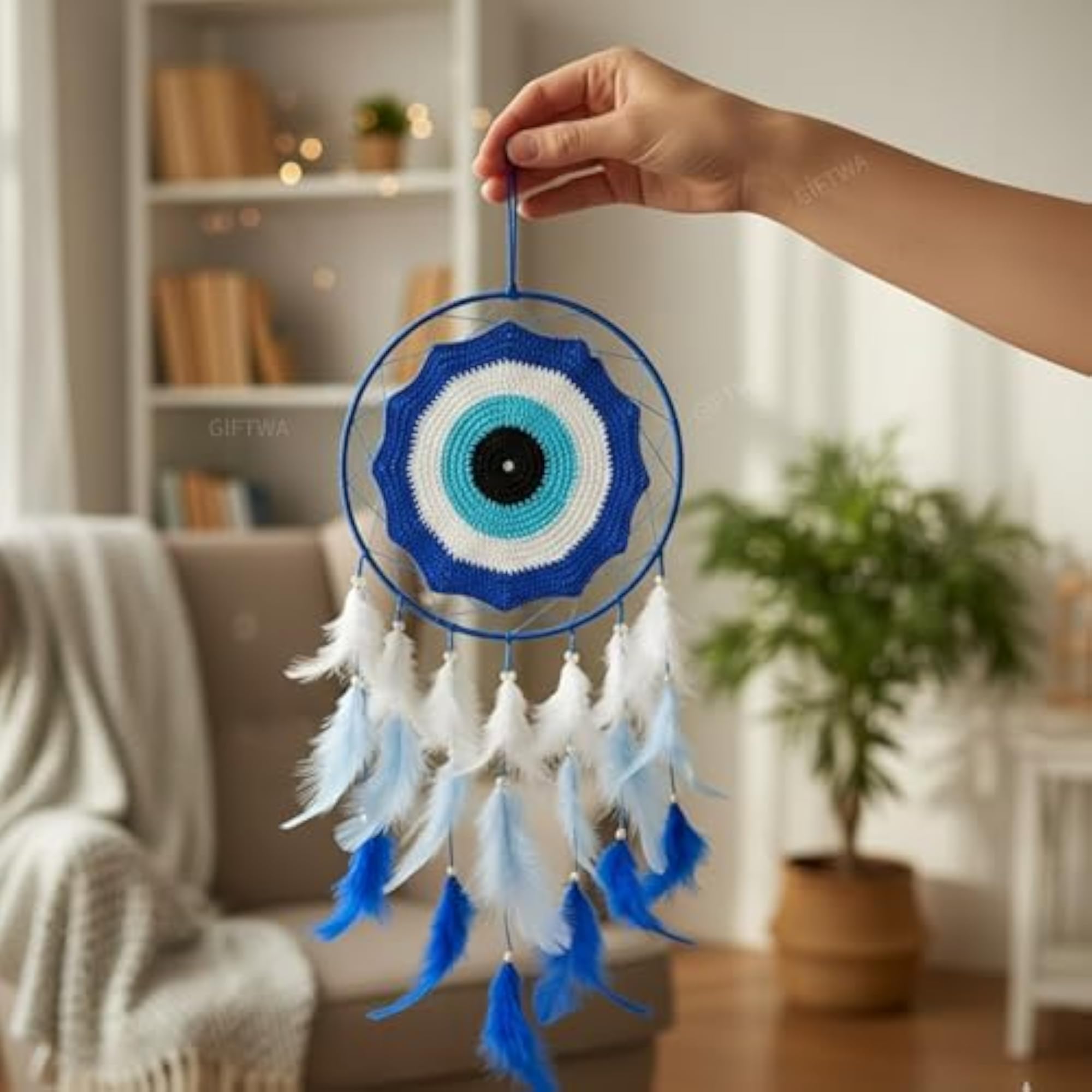 Evil Eye Dreamcatcher Wall Hanging, Handmade Protection Decor
