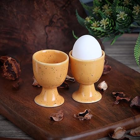 Image of Qimacplus Elevate Your Breakfast Experience Soft Boiled Egg Holder Set Stylish Ceramic Egg Cups Perfect Housewarming Gift Set of 6 (Mustard)
