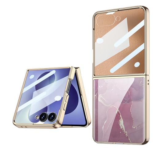 Funda Samsung Flip 8 rosa púrpura de cristal pintado con protector ultrafino 9H