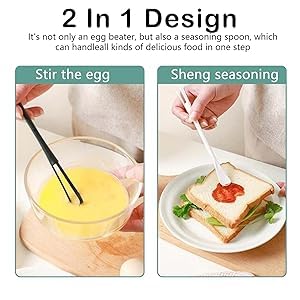 Image of Multifunctional mini Whisk,mini Spoon,Small whisks for Cooking,Tiny Whisk 8 Pieces,mini Small wisk,for Blending,Whisking,Beating Ingredients, Mixing Sauces (8, White)