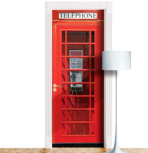 Telephone Booth Door Mural. 1 Piece Sticker, Decal. Wrap, Cover. Peel and Stick, Self-Adhesive, Removable (18x80)