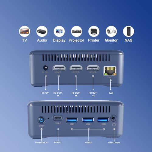 Image of RUPA Mini Pc Windows 11, N100 Mini PC 8GB DDR4 RAM 256GB 2.5''SSD, Micro PC Support Real 4K HDR 10+ Triple Display, WiFi6, BT5.2, USB3.0, Gigabit Ethernet Mini Computer for Home /Office
