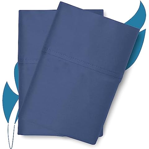 Ashton Sheets Luxury Egyptian Cotton Standard/Queen Pillow Cases Set of 2-800 Thread Count Standard/Queen Pillowcases, Sateen Weave Cooling Pillowcase for Standard/Queen Pillows - Deep Blue Cover