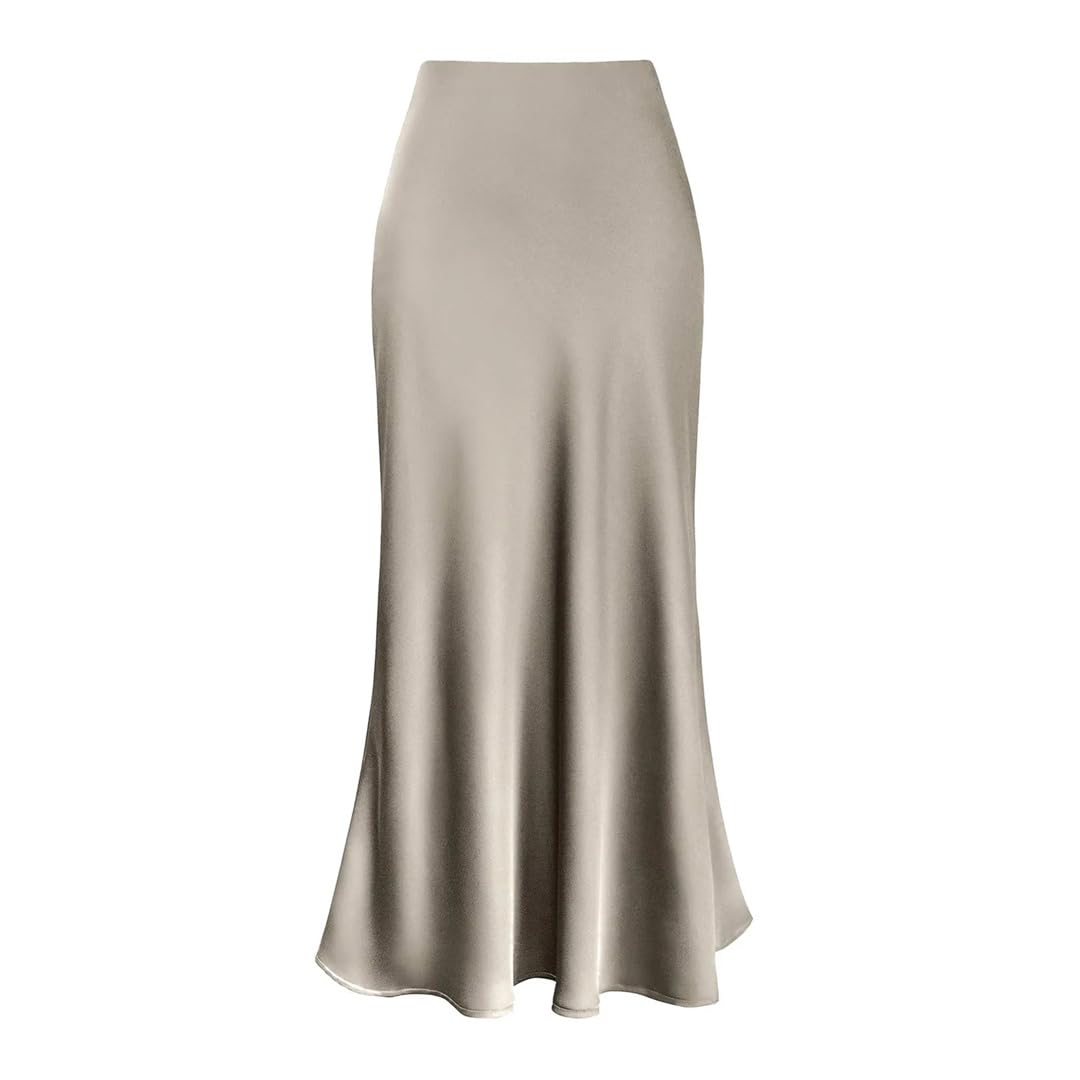 Jupe crayon courte en satin pour femme - Taille haute - Sac en satin uni - Jupe plissée à volants - Jupe décontractée