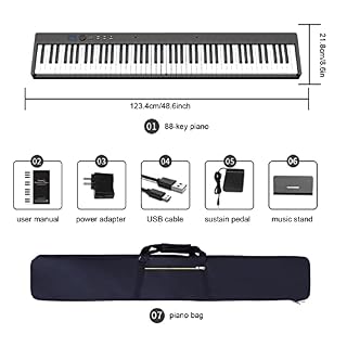 Piano numérique pliable à 88 touches Clavier portable Touches lestées MIDI Buletooth Haut-parleurs intégrés Piano électronique avec pédale de maintien et alimentation Idéal for les adultes et les débu - Les Beatles, Paul McCartney, John Lennon, RIngo Starr, George Harrison Piano numérique pliable à 88 touches Clavier portable Touches lestées MIDI Buletooth Haut-parleurs intégrés Piano électronique avec pédale de maintien et alimentation Idéal for les adultes et les débu – Image 7
