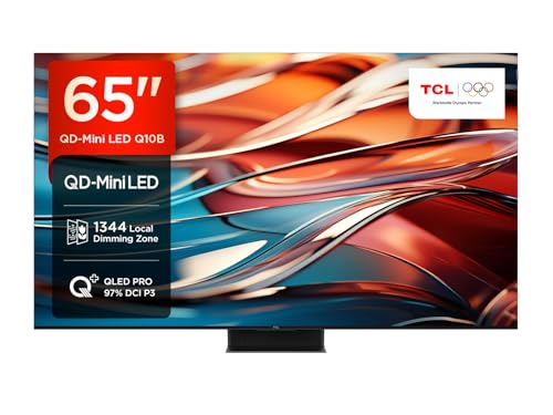 TCL 65Q10B 65 Zoll QLED PRO MiniLED Fernseher, 4K UHD, 4K HDR Premium 3300nits, Smart Google TV mit 144Hz Motion Clarity Pro und Onkyo 2.1.2 Dolby Atmos Sound