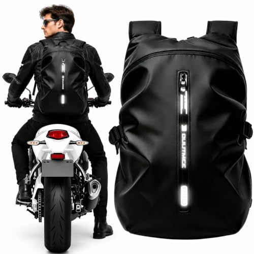 OUUTMEE Motorcycle Backpack Waterproof Helmet Backpacks for Men Large Capacity Storage Motorcycle Bag with Reflective Stripe