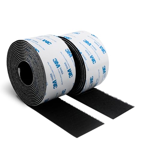 Klettband Selbstklebend 50MM X 600CM Extra Stark Schwarz Strapazierfähig Selbstklebende Rückseite Nylongewebeverschluss Klebestreifenband für Basteln Heimwerkerprojekte und Reparaturen