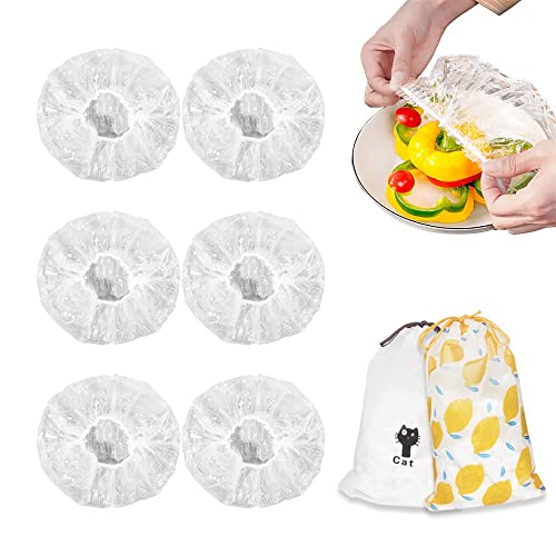 Image of 200PCS Plastic Elastic Bowl Covers Reusable,Food Storage Covers with Elastic Bowl Covers for Leftover, Plastic Covers for Bowls Fresh Keeping Bags for Family Outdoor Picnic (Thicken)
