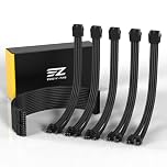EZDIY-FAB PSU Cable Extension Sleeved Custom Mod GPU PC Power Supply Soft Nylon Braided with Comb Kit 24PIN/3x 8PIN to 6+2Pin/ 2X 8PIN to 4+4PIN-300MM/11.8in - Black