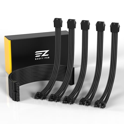 EZDIY-FAB PSU Rallonge de câble gainé Mod personnalisé GPU PC Alimentation en nylon souple...
