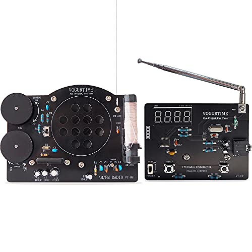 AM FM Radio Kit + FM Transmitter Kit Solder Practice Kits for Learning Electronics, Great STEM Project Kits for Students and Family