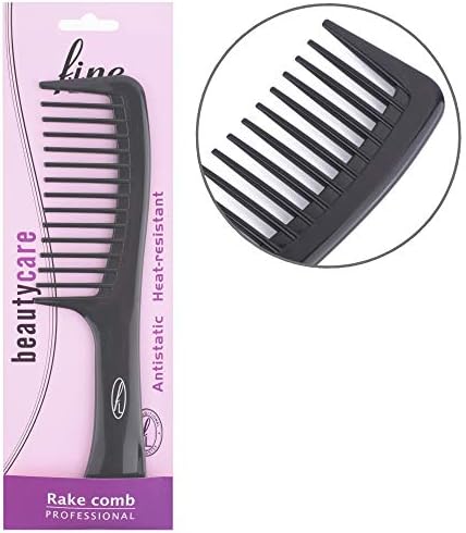 Jumbo Rake Wide Tooth Comb by Fine Lines - An Afro Comb made for Detangling Hair - Detangles Long, Wet or Curly Hair - Made with tough Black ANTISTATIC Plastic