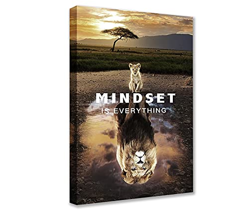 Walarky Motivationsposter im nordischen Stil, auf Leinwand, Mindset is Everything Move Forward, Wandkunst, Bilder für Wohnzimmer, Schlafzimmer, Büro