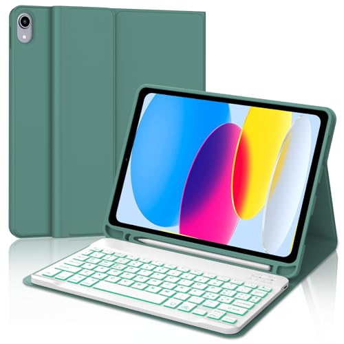 Ya en manzanajugosa.com: FOGARI Teclado para iPad A16 11/10 Generación 2025/2022, Funda con Español Ñ Teclado Bluetooth Retroiluminado para iPad A16 11/10 Generacion, Verde Oscuro