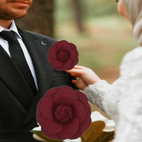 Image of Camellia Hair Clip and Brooch Pin for Women Dainty Flower Broochs Lapel Pins Designer Inspired Camellia Peony Rose Brooches Flower DIY Clothing Shoes Hats Accessories Wedding Party Dance Banquet Dress Suit Ceremony Jewelry Accessories