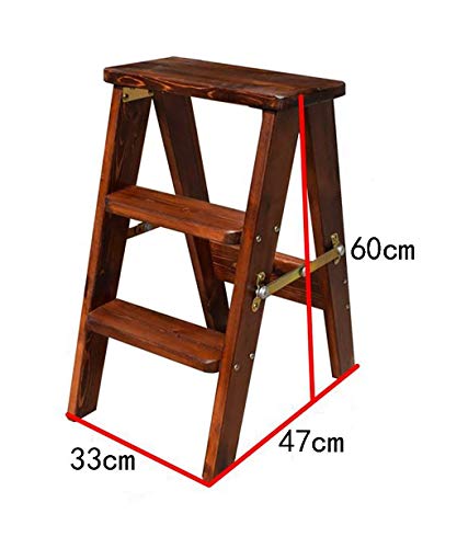 Taburete de escalera para alcanzar zonas altas con escalón plegable de madera 5