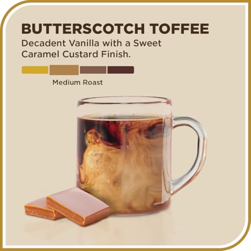 Don Francisco's Butterscotch Toffee Ground Flavored Coffee: Rich 100% Arabica Beans with Sweet Buttery Aroma - Family-Crafted for Delightful Mornings (12 oz Can)