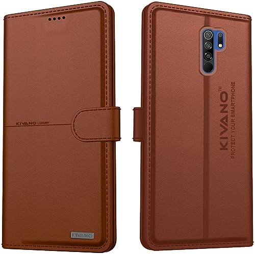 Image of KIVANO Compatible with Xiaomi Redmi 9 Prime /Poco M2 Flip Cover | Leather Finish | Inside Pockets & Inbuilt Stand | Shockproof Wallet Style Magnetic Closure Back Cover Case