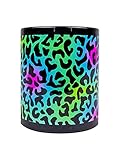 PSYWORK Fluo Cup Neon Motiv Tasse Kaffeetasse Animal Print Leopard Bedruckt UV-aktiv