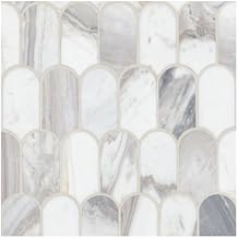 Tenedos HTC345 Elara Shell Polished Marble Scallop Mosaic Tile Elegant Bathroom, Shower, and Kitchen Backsplash Accent Box of 5 Sheets, 5 Sq.Ft.