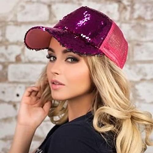 Sequin Hat,Baseball Hat Reversible Magic Sequin Adjustable Baseball Cap For Womens 56-58Cm / 22"-23" (Hot Pink) #TOP1