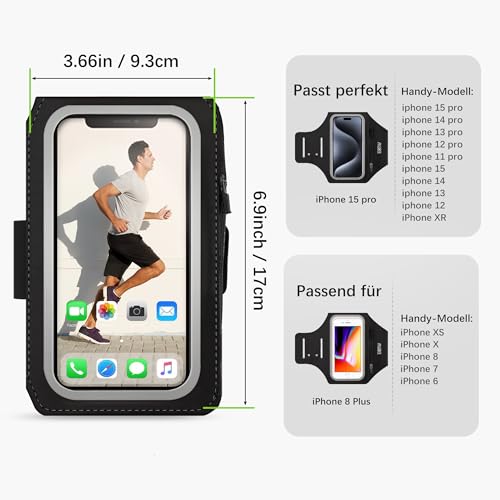 EOTW Handytasche Joggen - Sportarmband Handyhalterung Arm mit Airpods Tasche für iPhone 16/15/14/13/12/11 Pro/X/8 Galaxy S24/S23/S22 FE Handy Armband Joggen für Running(5.4\~6.1\)
