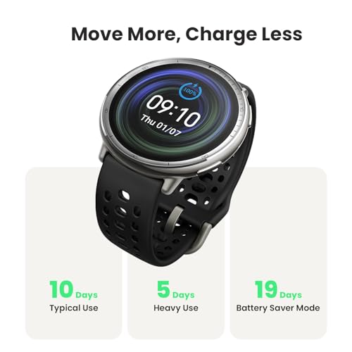 Image of Amazfit Active 2 Smart Watch 44mm, GPS Maps with Direction, Fitness Tracker, 10 Day Battery, Sleep Monitor, 160+ Sport Modes, Water Resistant, Black Silicone (Renewed)