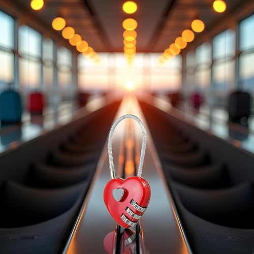 Image of Mini Love Heart Lock,Red Heart Padlock, Mini Code Lock,Padlocks and Hasps,Bags /Suitcase /Lockers /Backpacks /Jewelry Boxes Wire Rope 3-Digit Code Combination Padlock for Travel