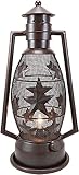 Ebros 15' Tall Old Fashioned Rustic Country Western Electric Metal Lantern Nightstand Lamp Light Or Wall Shadow Caster for Home Patio Poolside Garden Decorative (Texas Lone Star)