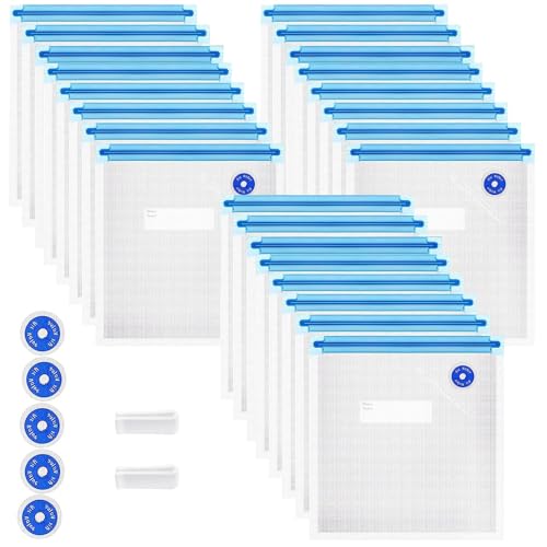 EP Leben Reusable BPA Free Vacuum Sealer Bags (8.5 * 8.5in), 31 Pcs (24 Pcs Vacuum Zipper Bag & 2 Seal Clips & 5 Air Valves), Plastic, Clear, Double Zipper Seal, Food Storage