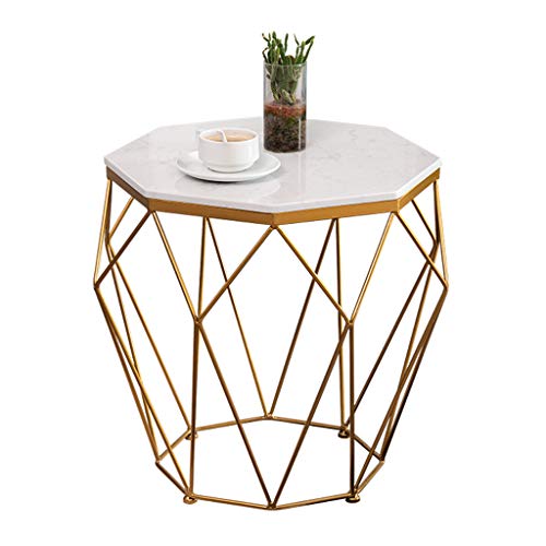 LIYIN-Wall Clock Mesas de Centro Modernas para Espacios pequeños, Mesa Auxiliar de sofá Dorado para Sala de Estar, mesita de Noche de mármol, Mesa de Almacenamiento pequeña, 57 × 45 cm Cover
