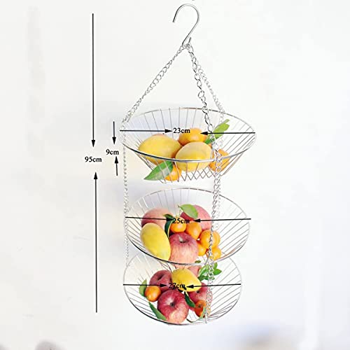 Cesta colgante de alambre resistente de 3 niveles para alimentos 3