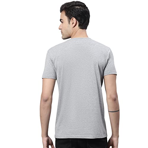 Image of Mack Jonney Men Round Neck Cotton Solid Regular Fit T-Shirt-T Anthraa 01-P