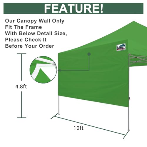 Image of Eurmax USA 10x4.8 Pop Up Canopy SunWall-UV Protection for Tents,Blocks Sunlight&Wind,Water Resistant Side Wall Only,Easy Hook & Loop Installation,Fit for 10FT Straight Leg Shelters&Gazebo,Kelly Green