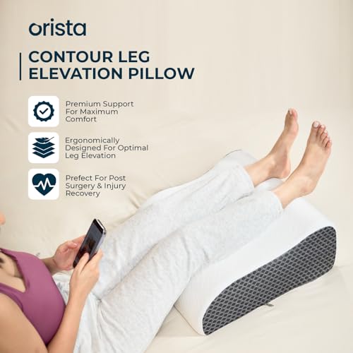 Image of Orista Contour Leg Elevation Pillow I Orthopedic Memory Foam Wedge for Pain Relief, Swelling, Varicose Veins & Post-Surgery Recovery I Washable Cover & 2-Year Warranty