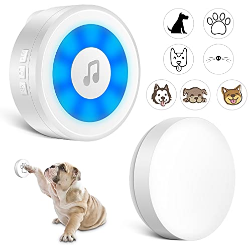 HUICOCY Dog Doorbell,Wireless Self-Powered Dog Bell for Door Potty Training with 7 Stickers,4 Volume,20 Tunes,4 Light Modes,IP55 Waterproof,1000ft Working Distance,Bells for Dogs to Ring to Go Outside