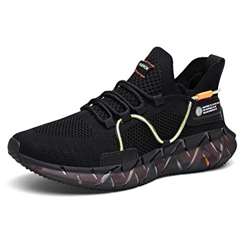 FUSHITON Homme Mode Baskets Chaussures de Sport Trail Basses Décontractées Compétition Training Fitness Tennis Athlétique Sneakers,Noir 1,43 EU