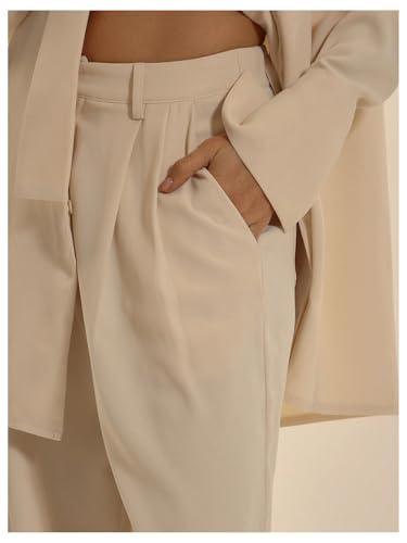Floerns Women's Pleated Wide Leg Dress Pants Business Casual Outfit Suit Trousers4