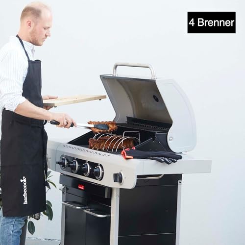 Barbecook Gasgrill Siesta 412 mit 4 Brennern und Seitenbrenner, schwarz, 132x56x119cm