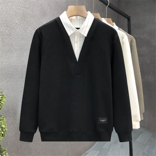 Men's Fake Two-Piece All-Match Casual Sweatshirts Men's Shirt Collar Classic Top3