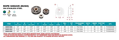 STAINLESS ROPE SHEAVE (BUSH), 1-1/4