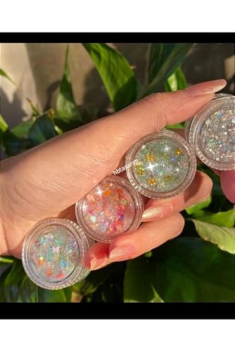 Yüz, saç ve vücut için glitter jel far sim seti