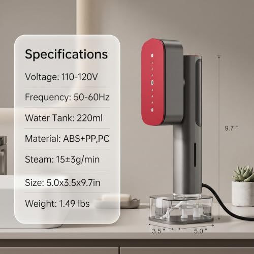 Neliangia Steamer for Clothes, 10s Fast Heat-Up Travel Steamer, 3-in-1 Dry Steam Iron Modes, 220ml Water Tank, Self-Cleaning & Auto Shut-Off Portable Clothes Steamer Handheld - image 8