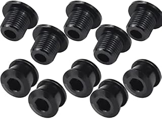 5 Pcs Single Chainring Bolts Bicycle Crankset Screws Bike Crank Bolt Chainwheel Bolt Bike Crank Arm Bolt Cycling Disc Screws Aluminum Alloy Chain Ring Bolts Nut for Road Bike Mountain Bike MTB, Black