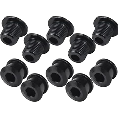5 Pcs Single Chainring Bolts Bicycle Crankset Screws Bike Crank Bolt Chainwheel Bolt Bike Crank Arm Bolt Cycling Disc Screws Aluminum Alloy Chain Ring Bolts Nut for Road Bike Mountain Bike MTB, Black Cover