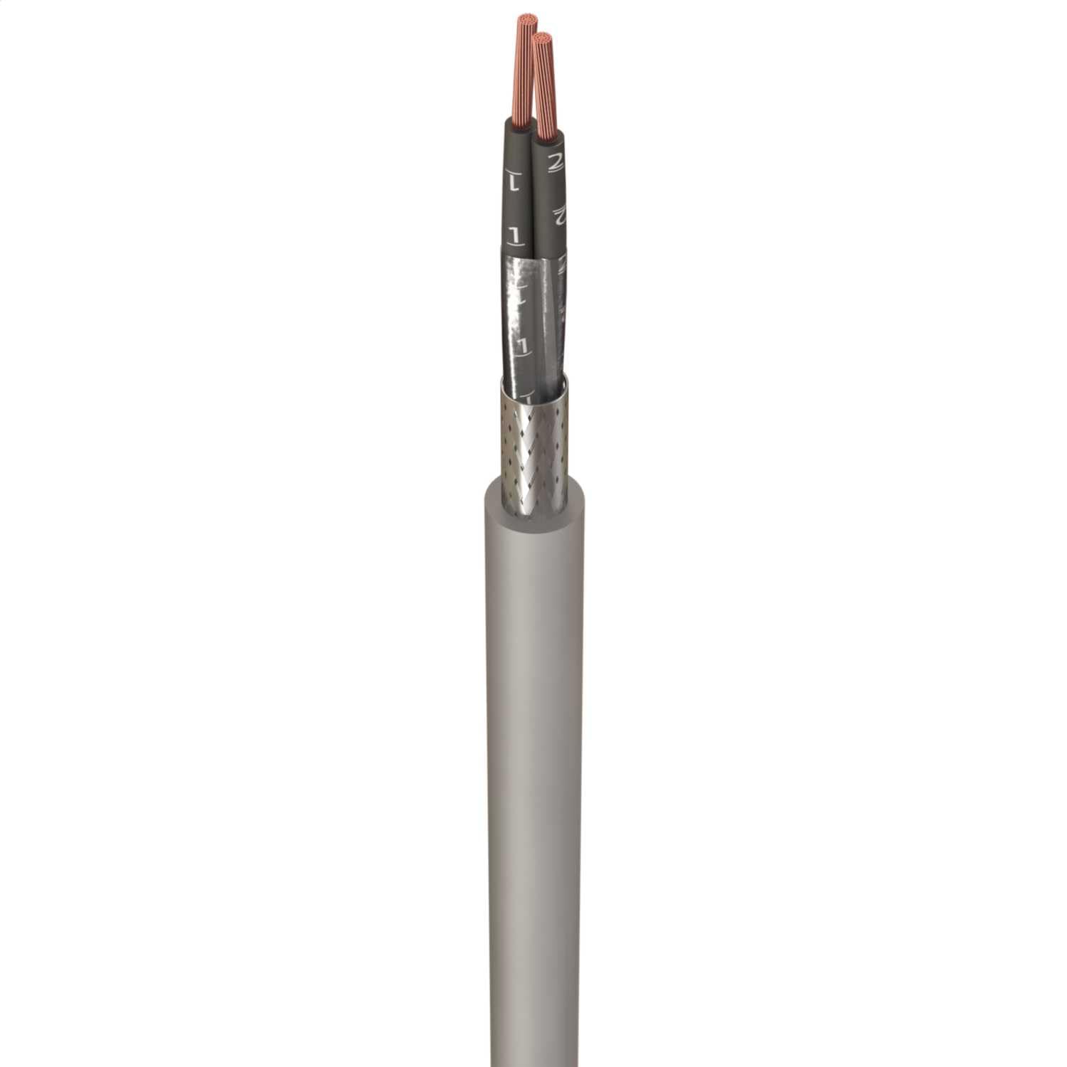 2 Core CY Screened Control Flex Cable 0.5mm, 0.75mm, 1.0mm, 1.5mm, 2.5mm (0.5mm², 50 Metre)