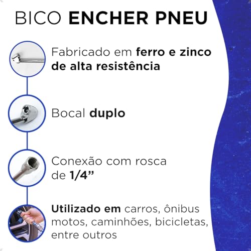 Kit Bico Passar Ar Encher Pneu Pulverizador C/Engate Rápido